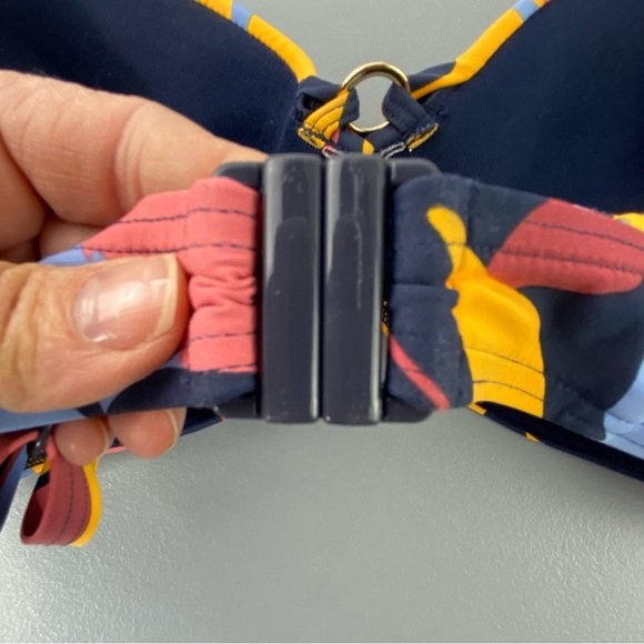 Sunseekers yellow, blue & pink abstract leaf print 2 piece bikini set - Picture 3 of 15